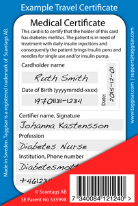 Diabetes Card - Medical Certificate